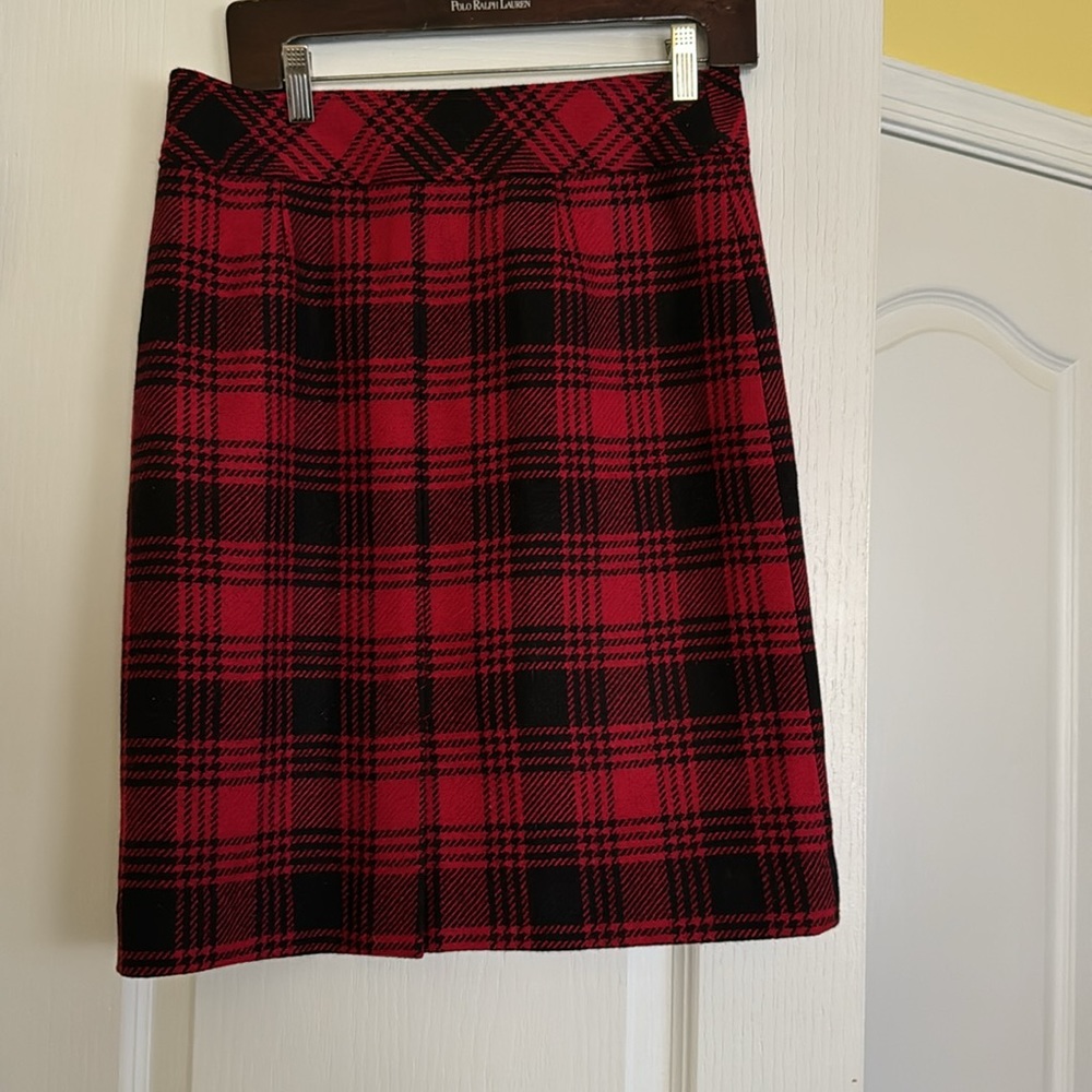 L.L. Bean High Waisted Plaid Skirt - Picture 2 of 7